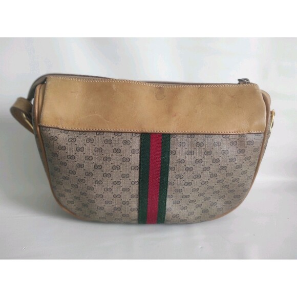 Vintage Gucci Micro GG Monogram 80s Shoulder Purse Crossbody Bag Web Stripe - Picture 3 of 17